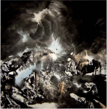 24 La Naissance du Monde, Chaos - Big bang - Terre (Triptyque II,  Big bang 138 x 138cm )